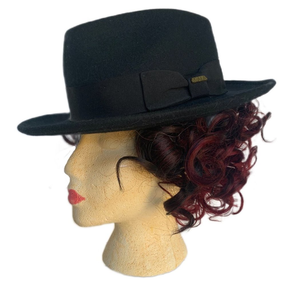 SCALA CLASSICO Dorfman Pacific Co. 100% Wool Black Fedora Felt Hat Sz. M…